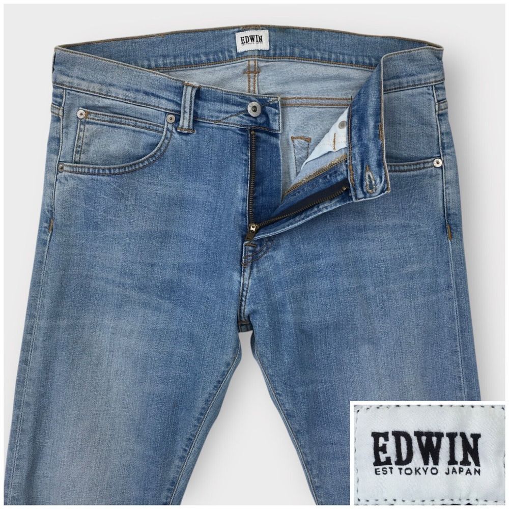 EDWIN Tokyo Denim ED-85 Slim Tapered Jeans‎ Men's Size 33x29 Light Wash Blue